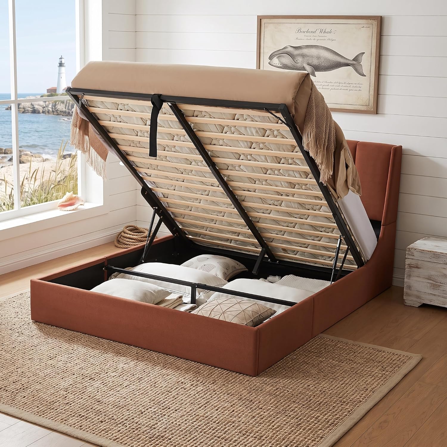 Gas Lift Storage Bed Hydraulic - Queen Lift Up Storage Bed Frame