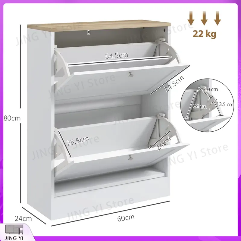 Narrow Shoe Cabinet with 2 Fli - Shoe Rack Cabinet Narrow Entryway recension och pris