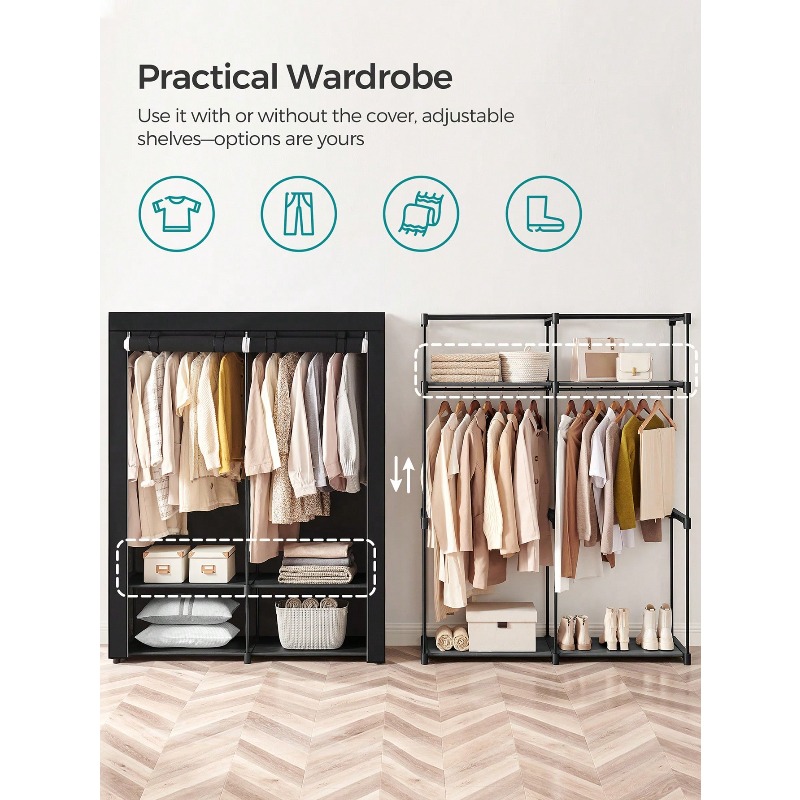 Black Closet Wardrobe, Portabl - Wardrobe Closet Portable Fabric Cover recension och pris