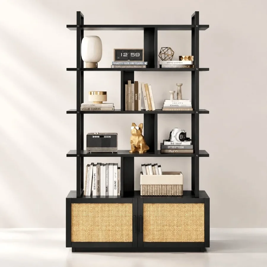 5-Tier Rattan Bookshelf with S - Storage recension och pris