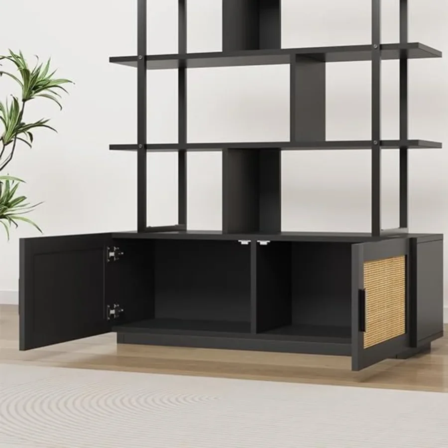 5-Tier Rattan Bookshelf with S - Storage recension och pris