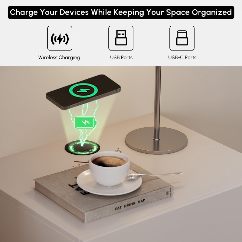 Set of 2 Floating Nightstands  - Floating Nightstand With Led Light recension och pris