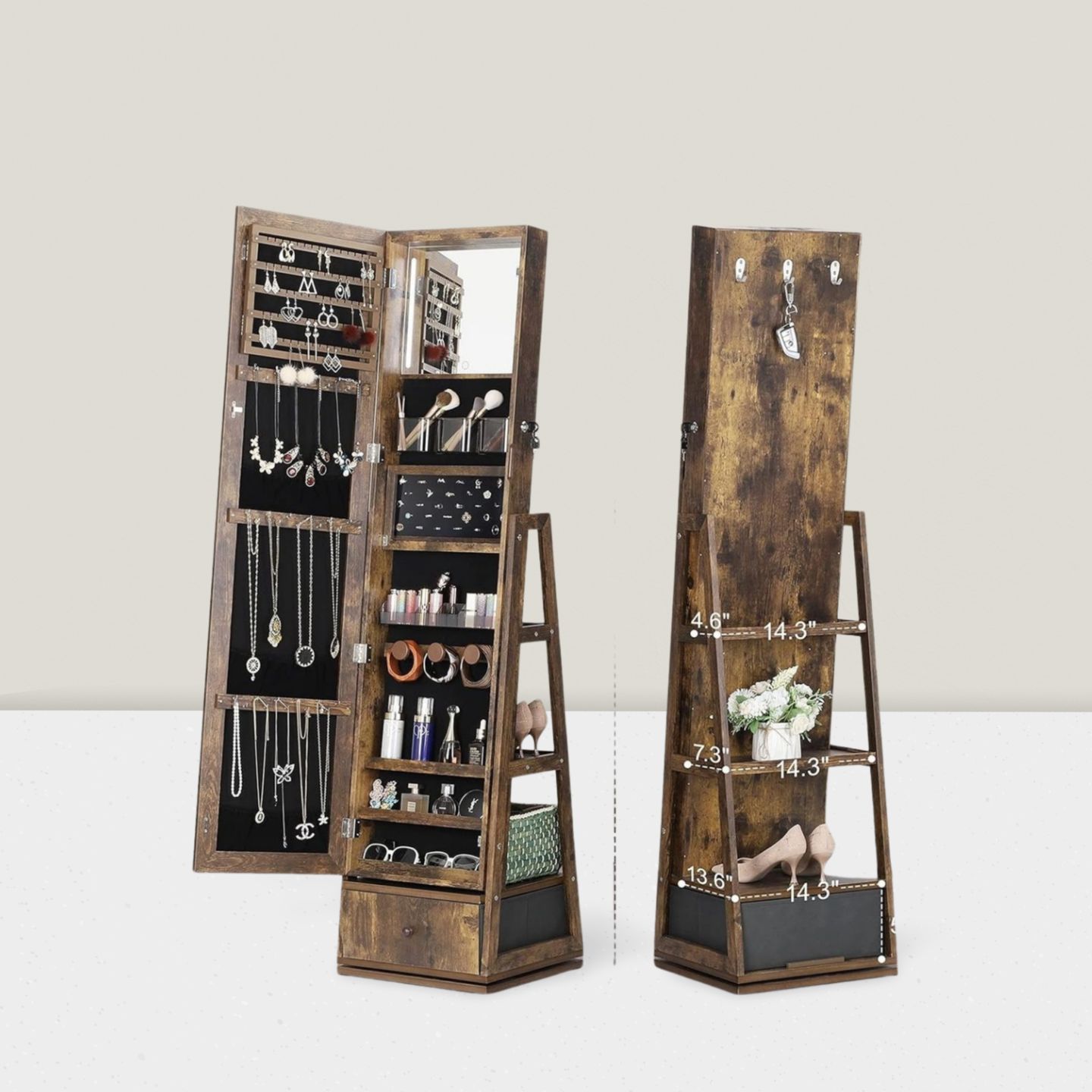 Full-length mirror cloakroom F - Full Length Mirror Jewelry Armoire recension och pris