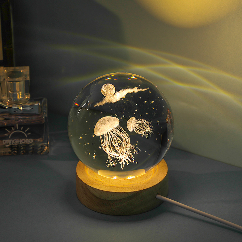 3D Jellyfish Laser engraved cr - Floating Nightstand With Led Light recension och pris