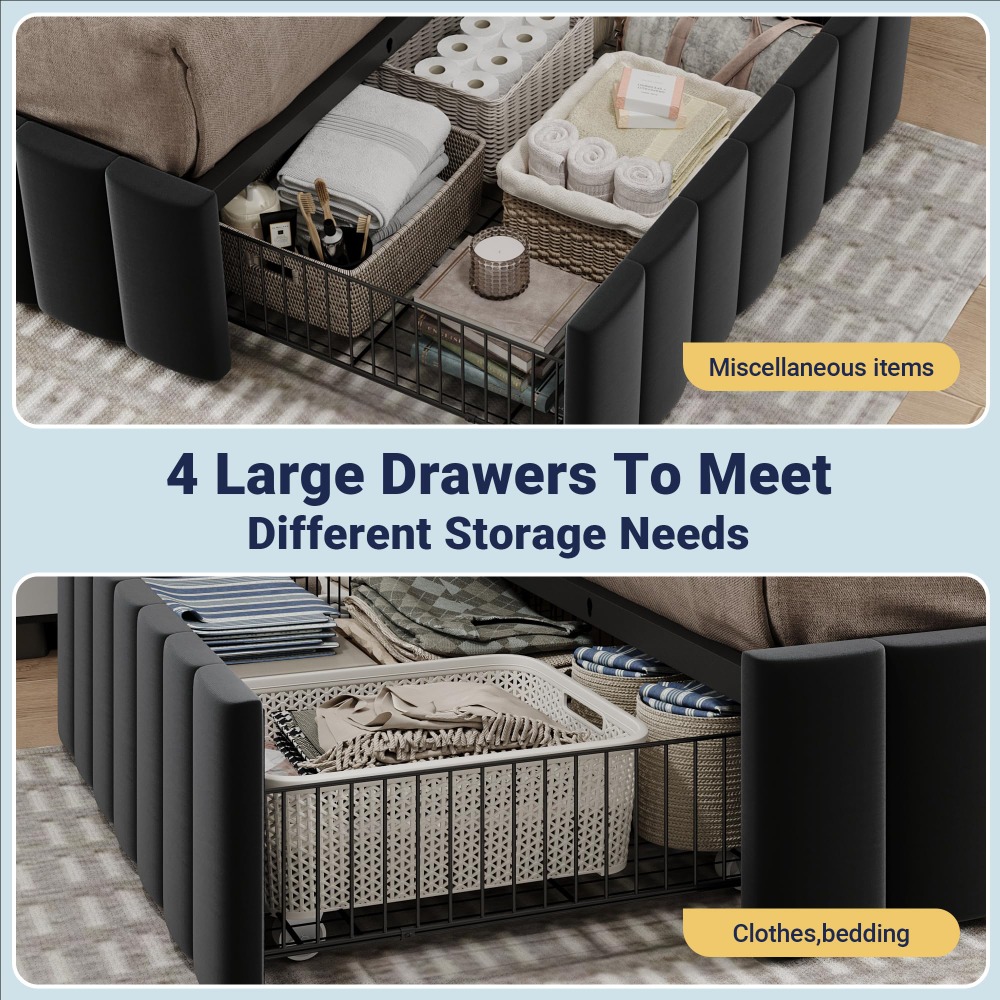 King Size Platform Bed Frame w - King Size Bed Frame With Storage Drawers recension och pris