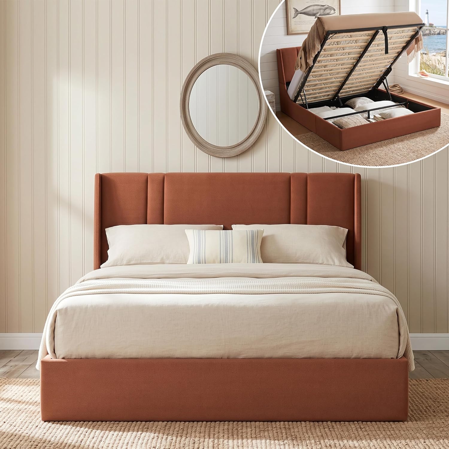 Queen Lift Up Storage Bed Fram - Gas Lift Storage Bed Hydraulic recension och pris