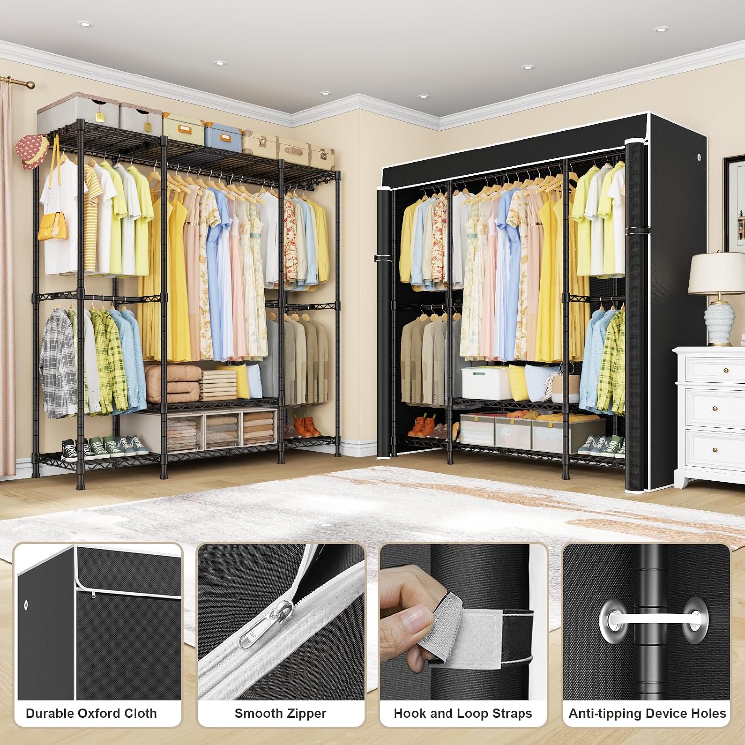 E3C Heavy Duty Portable Closet - Wardrobe Closet Portable Fabric Cover recension och pris