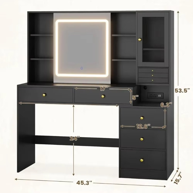 5-Drawer Dressing Vanity Table - Dressing Table Vanity With Lighted Mirror recension och pris