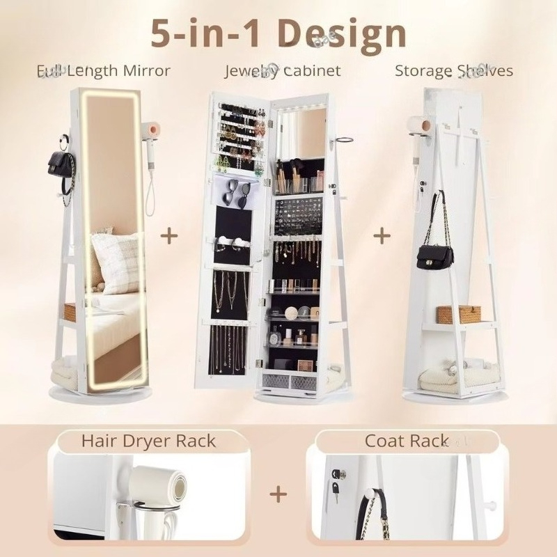 Standing Mirror Jewelry Cabine - Full Length Mirror Jewelry Armoire recension och pris